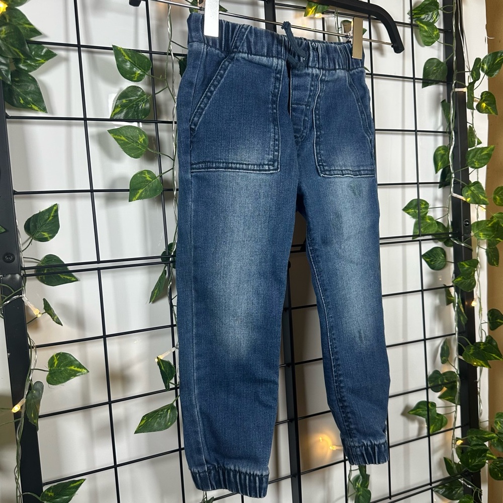 Cat & Jack Faded Dark Indigo Denim Joggers w/ Drawstring & Pockets Size 3T (Boy)